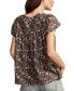 ფოტო #2 პროდუქტის Women's Cotton Smocked Flutter-Sleeve Top