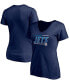 ფოტო #1 პროდუქტის Women's Navy Winnipeg Jets Mascot In Bounds V-Neck T-shirt