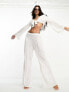 ASOS DESIGN premium embellished long sleeve beach crop top in white