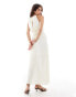 ASOS DESIGN high neck ruched front midi dress in buttermilk