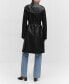 Фото #3 товара Women's Leather-Effect Trench Coat