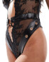 Hunkemoller Desire half padded high leg body with heart padlock in black Черный, EU 80B - фото #3