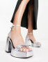 Фото #1 товара Bershka platform heeled sandal in silver