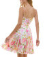 Фото #4 товара Juniors' Floral-Print Cowlneck Godet-Pleat Dress