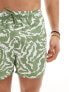 ASOS DESIGN swim shorts in short length in green abstract swirl print