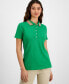 ფოტო #1 პროდუქტის Women's Stripe-Collar Shirt-Sleeve Polo Shirt