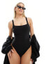 ASOS DESIGN Fuller Bust ultimate revenge sculpting square neck swimsuit in black Черный, EU 65 E-F - фото #1