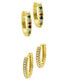 ფოტო #1 პროდუქტის 14K Gold-Plated Set of Plain and Rainbow Huggie Hoop Earrings