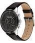 Men's Multi-Function Black Leather Strap Watch 44mm