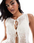 Фото #2 товара Miss Selfridge knitted tie front top in cream