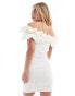 YAS Bridal ruffle off the shoulder mini dress in white - WHITE