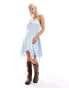 Labelrail x Daisy Birchall ruffle bow jacquard satin camisole dress in blue Синий, 46 - фото #3