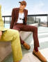 Фото #1 товара ASOS DESIGN slim with linen suit trouser in brown