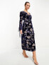 Фото #1 товара ASOS DESIGN velvet burn out maxi dress in blue floral burnout