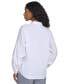 Women's Long-Sleeve Button-Down Covered-Placket Cotton Top