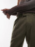 Фото #3 товара Topman straight wool mix trousers in khaki