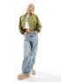 ONLY cropped high shine bomber jacket in khaki