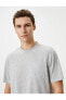 4sam10075hk 031 Gri Erkek Jersey Kısa Kollu Basic T-shirt