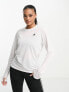 adidas Running Run Icons long sleeve top in white