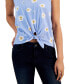 ფოტო #3 პროდუქტის Juniors' Daisies Tie-Front Tank Top