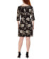 Фото #2 товара Plus Size Floral-Print Side-Knot 3/4-Sleeve Sheath Dress