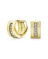 ფოტო #1 პროდუქტის Unisex Channel Set 3 Row Cubic Zirconia CZ K-pop Wide Mini Hoop Huggie Earrings For Men For Women Yellow Gold Plated Steel Stainless