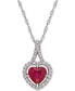 ფოტო #1 პროდუქტის Ruby (1 ct. t.w.) & Diamond (1/6 ct. t.w.) Heart 17" Pendant Necklace in 14k White Gold