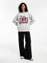 ASOS DESIGN oversized sweatshirt with athletic sport graphic in grey marl