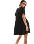 Фото #3 товара New Look button smock mini dress in black