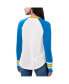 ფოტო #2 პროდუქტის Women's White, Powder Blue Los Angeles Chargers Top Team Raglan V-Neck Long Sleeve T-shirt