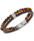 ფოტო #1 პროდუქტის Men's Tiger's Eye and Brown Leather Bracelet