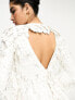 ASOS DESIGN all over feather sequin embellished long sleeved mini dress in white