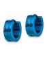 ფოტო #2 პროდუქტის Stainless Steel Polished Blue plated Hinged Hoop Earrings
