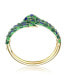 ფოტო #2 პროდუქტის 14k Yellow Gold Plated with Emerald Cubic Zirconia Green & Blue Enamel 3D Serpent Coiled Bypass Wrapped Bangle Bracelet