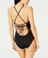 Soluna 263958 Women's Embroidered Crisscross Black One Piece Swimsuit Size S