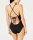 Фото #2 товара Soluna 263958 Women's Embroidered Crisscross Black One Piece Swimsuit Size S