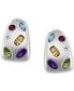 ფოტო #3 პროდუქტის EFFY® Multi-Gemstone (2 ct. t.w.) & Diamond (1/20 ct. t.w.) Hoop Earrings in Sterling Silver