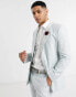 Фото #1 товара ASOS DESIGN wedding skinny suit jacket in stretch linen mix in blue and white stripe