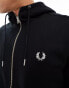 Fred Perry zip through hoodie in black