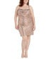 ფოტო #1 პროდუქტის Trendy Plus Size Drape-Neck Short Shimmer Dress