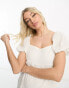 Фото #6 товара Wednesday's Girl Maternity dobby cotton puff sleeve mini smock dress in white