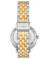 ფოტო #2 პროდუქტის Women's Quartz Sil SIlver Alloy Case, Gold and Silver SS Link Bracelet Watch Moonphase Crystal Studded Bezel White Mother-of-Pearl Dial