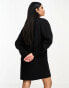 ASOS DESIGN supersoft slouchy v neck jumper mini dress in black