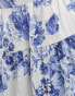 Фото #2 товара Abercrombie & Fitch tiered maxi skirt in white with blue flower print