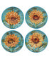 Golden Sunflowers Set of 4 Soup Bowls