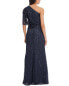 Фото #2 товара Adrianna Papell Long One Shoulder Beaded Dress Women's 6