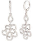 Silver-Tone Crystal Floral Double Drop Earrings