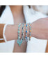 ფოტო #2 პროდუქტის Sterling Silver Women's Link Bracelet Oval Blue Turquoise Gemstone Size Small - Large