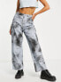 Фото #4 товара COLLUSION grunge print wide leg cargo trousers in grey