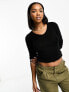 Фото #1 товара Urban Revivo v-neck ribbed jumper in black